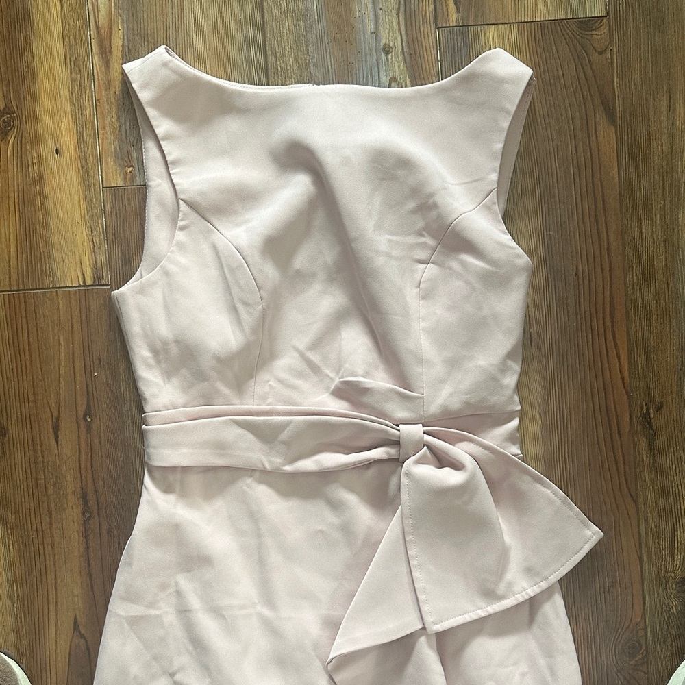 Fehaute Blush Pink Midi Dress with Side Bow Small - Picture 4 of 10